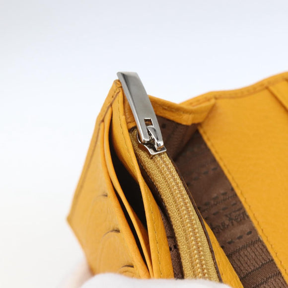 Salvatore Ferragamo Gancini Long Wallet Leather Yellow Silver Auth 165569