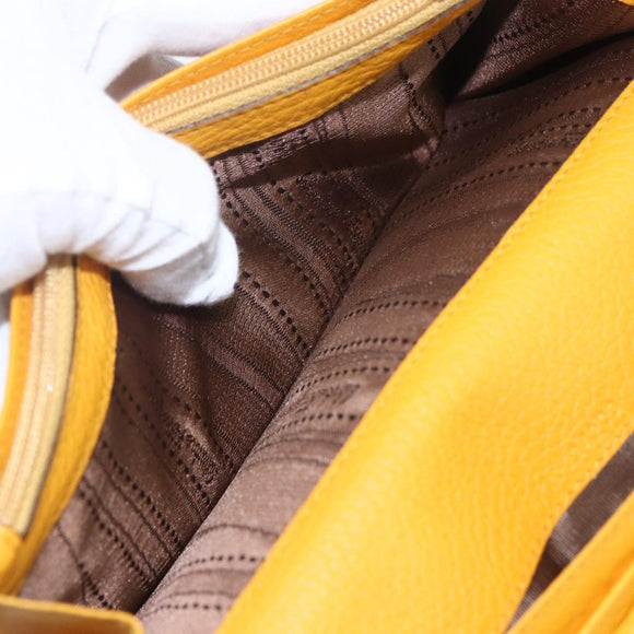 Salvatore Ferragamo Gancini Long Wallet Leather Yellow Silver Auth 165569