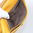 Salvatore Ferragamo Gancini Long Wallet Leather Yellow Silver Auth 165569-22