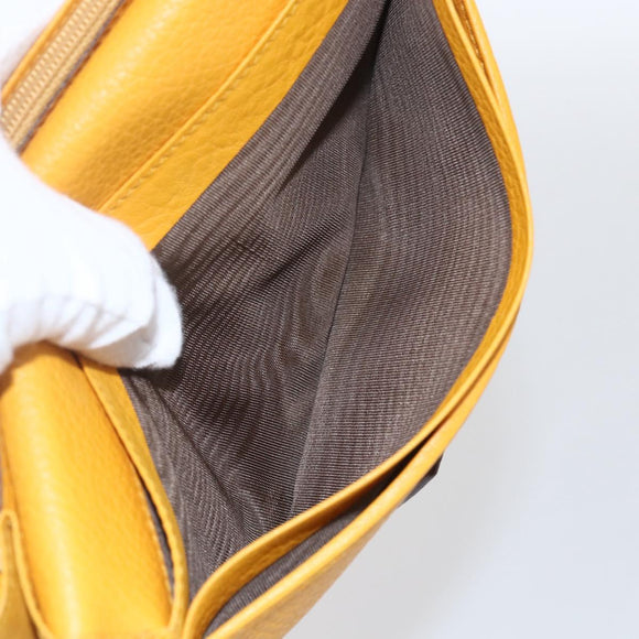 Salvatore Ferragamo Gancini Long Wallet Leather Yellow Silver Auth 165569