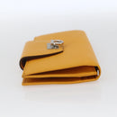 Salvatore Ferragamo Gancini Long Wallet Leather Yellow Silver Auth 165569-4