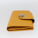 Salvatore Ferragamo Gancini Long Wallet Leather Yellow Silver Auth 165569-5