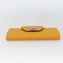 Salvatore Ferragamo Gancini Long Wallet Leather Yellow Silver Auth 165569-7