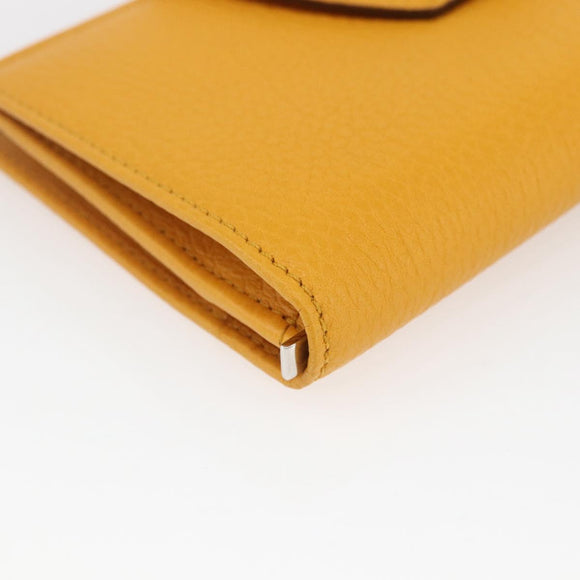Salvatore Ferragamo Gancini Long Wallet Leather Yellow Silver Auth 165569