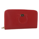 Salvatore Ferragamo Gancini Long Wallet Leather Red Gold Auth 165570-1