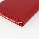 Salvatore Ferragamo Gancini Long Wallet Leather Red Gold Auth 165570-11