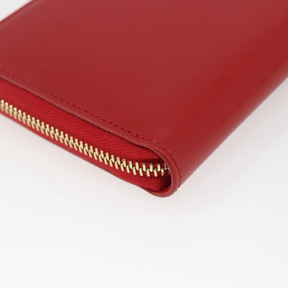 Salvatore Ferragamo Gancini Long Wallet Leather Red Gold Auth 165570