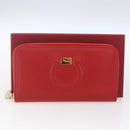 Salvatore Ferragamo Gancini Long Wallet Leather Red Gold Auth 165570-22