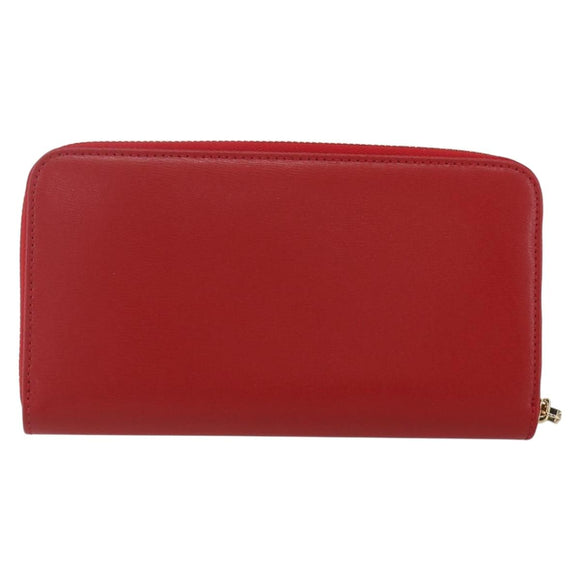 Salvatore Ferragamo Gancini Long Wallet Leather Red Gold Auth 165570