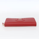 Salvatore Ferragamo Gancini Long Wallet Leather Red Gold Auth 165570-7