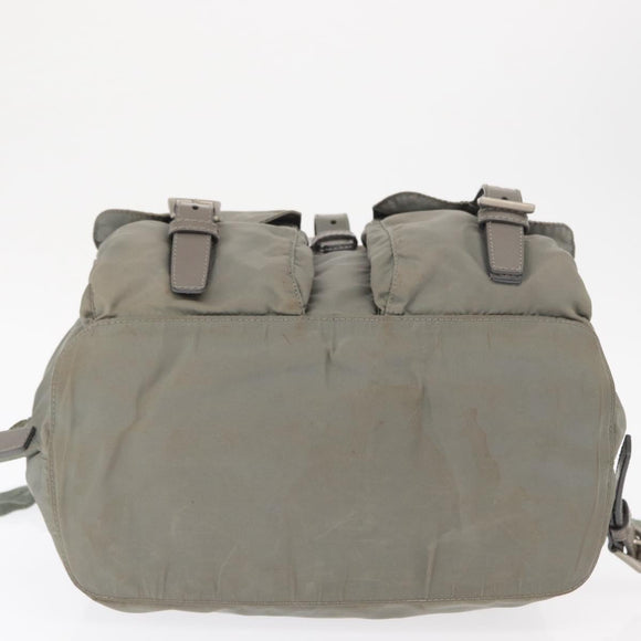 PRADA Backpack Nylon Gray Silver Auth 165573