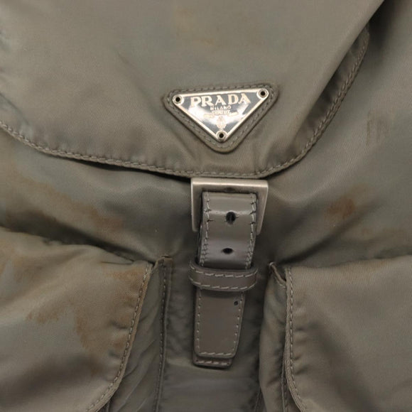 PRADA Backpack Nylon Gray Silver Auth 165573