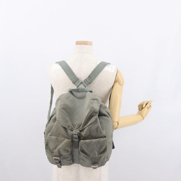 PRADA Backpack Nylon Gray Silver Auth 165573