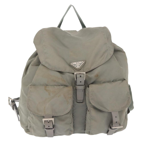 PRADA Backpack Nylon Gray Silver Auth 165573