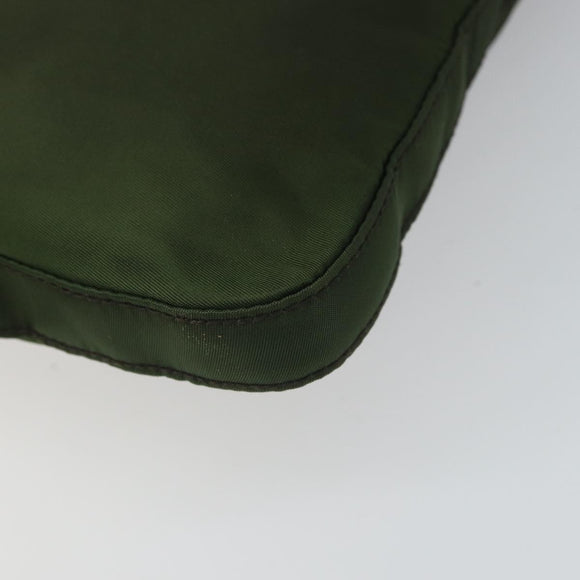 PRADA Shoulder Bag Nylon Khaki Silver Auth 165575