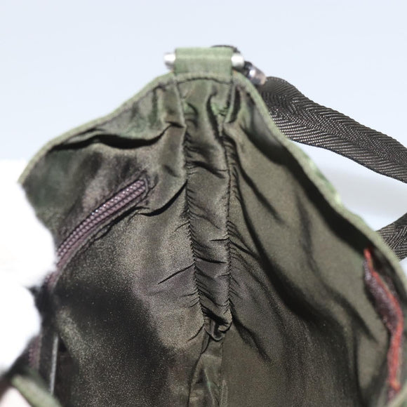 PRADA Shoulder Bag Nylon Khaki Silver Auth 165575