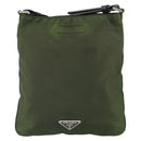 PRADA Shoulder Bag Nylon Khaki Silver Auth 165575-2