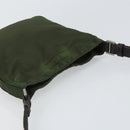 PRADA Shoulder Bag Nylon Khaki Silver Auth 165575-6