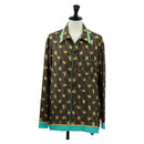 FENDI Zucca Canvas Dragonite Shirt Silk Brown Black FS1262 Auth 165604SM-1