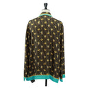 FENDI Zucca Canvas Dragonite Shirt Silk Brown Black FS1262 Auth 165604SM-2