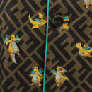 FENDI Zucca Canvas Dragonite Shirt Silk Brown Black FS1262 Auth 165604SM-7