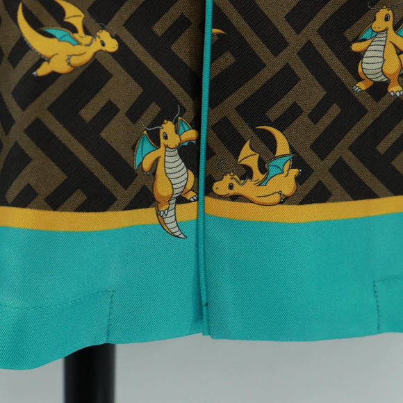 FENDI Zucca Canvas Dragonite Shirt Silk Brown Black FS1262 Auth 165604SM