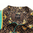 FENDI Zucca Canvas Dragonite Shirt Silk Brown Black FS1262 Auth 165604SM-9