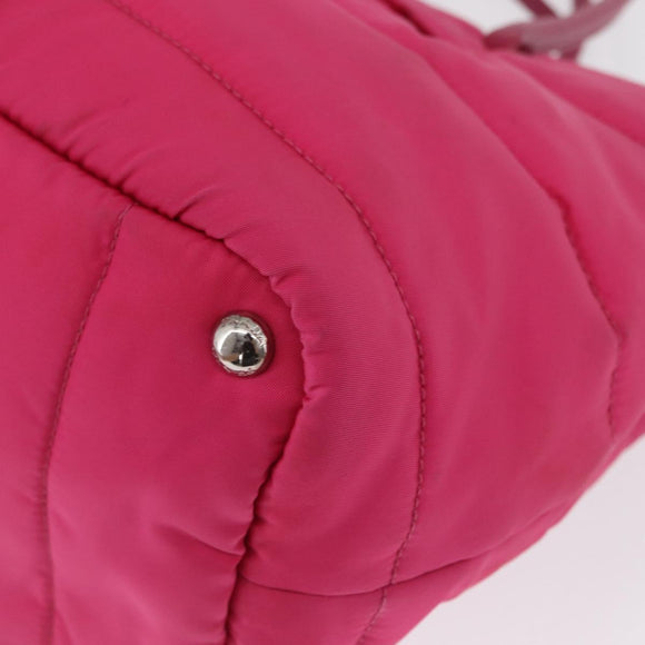 PRADA Hand Bag Nylon Pink Silver Auth 165606