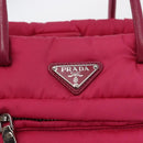 PRADA Hand Bag Nylon Pink Silver Auth 165606-17