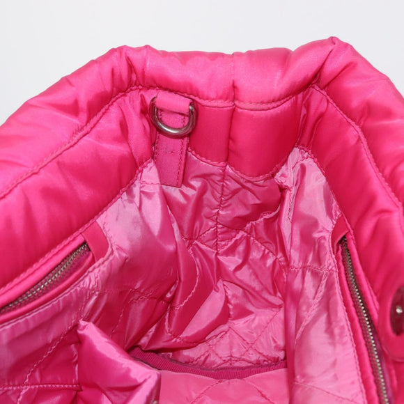 PRADA Hand Bag Nylon Pink Silver Auth 165606