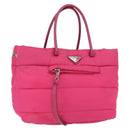 PRADA Hand Bag Nylon Pink Silver Auth 165606-1