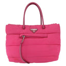 PRADA Hand Bag Nylon Pink Silver Auth 165606-13