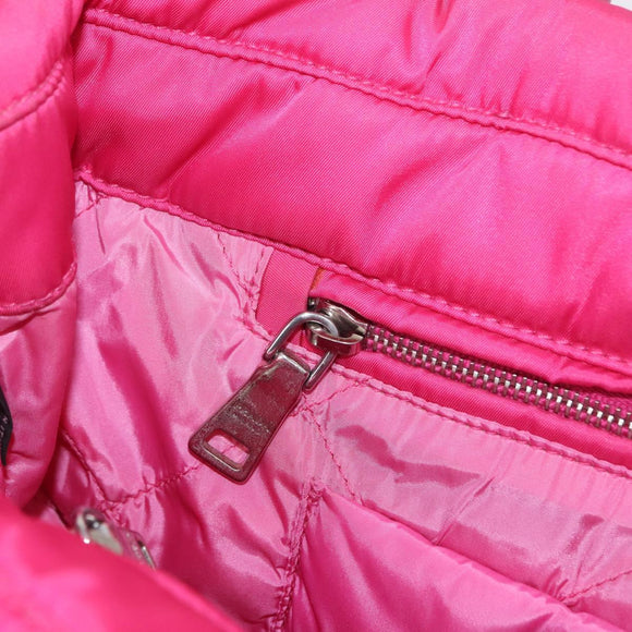 PRADA Hand Bag Nylon Pink Silver Auth 165606