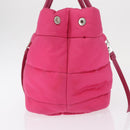 PRADA Hand Bag Nylon Pink Silver Auth 165606-3