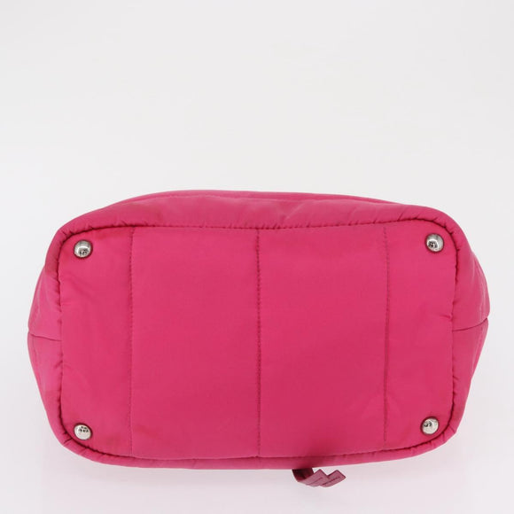 PRADA Hand Bag Nylon Pink Silver Auth 165606