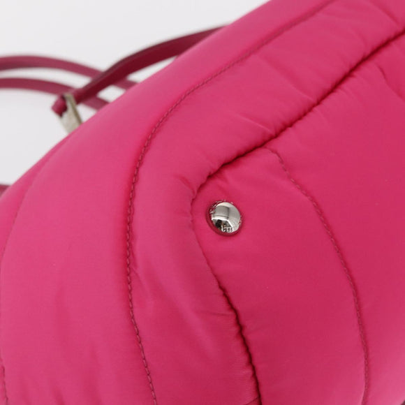 PRADA Hand Bag Nylon Pink Silver Auth 165607