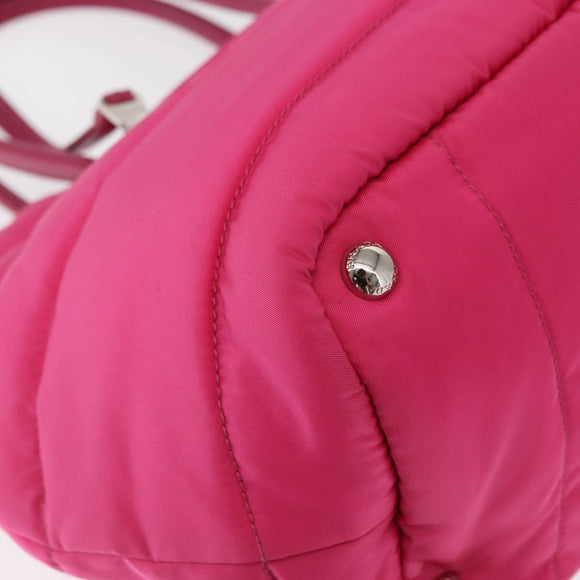 PRADA Hand Bag Nylon Pink Silver Auth 165607