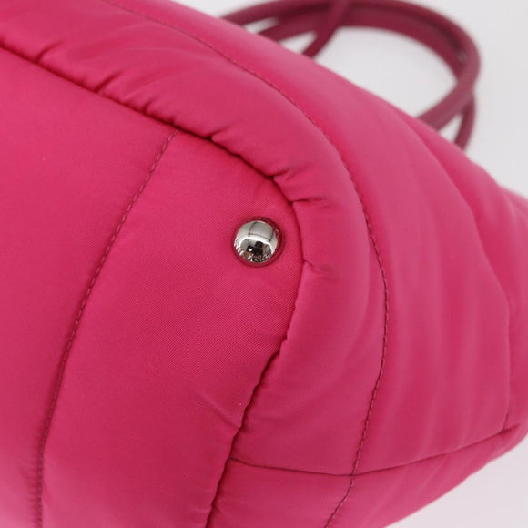 PRADA Hand Bag Nylon Pink Silver Auth 165607