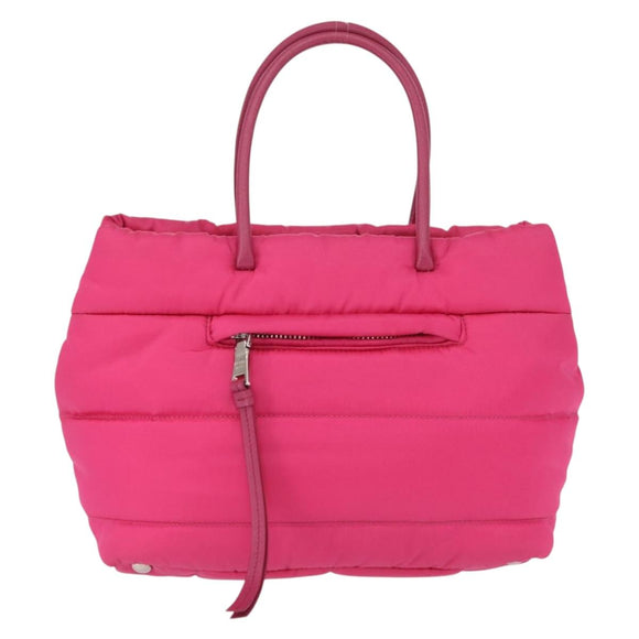 PRADA Hand Bag Nylon Pink Silver Auth 165607