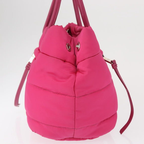 PRADA Hand Bag Nylon Pink Silver Auth 165607
