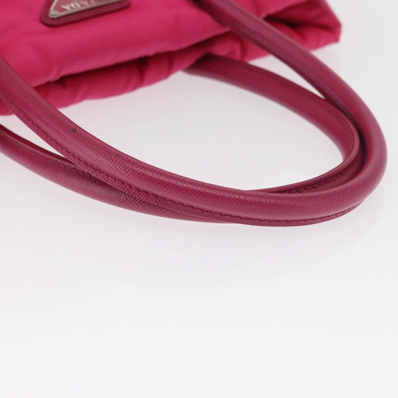 PRADA Hand Bag Nylon Pink Silver Auth 165607