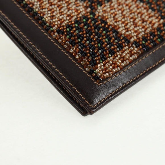 FENDI Beads Day Planner Cover Leather Brown Auth 165609V