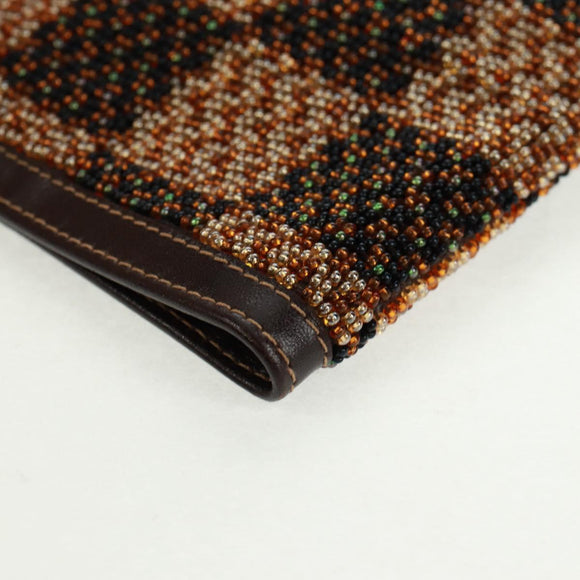 FENDI Beads Day Planner Cover Leather Brown Auth 165609V