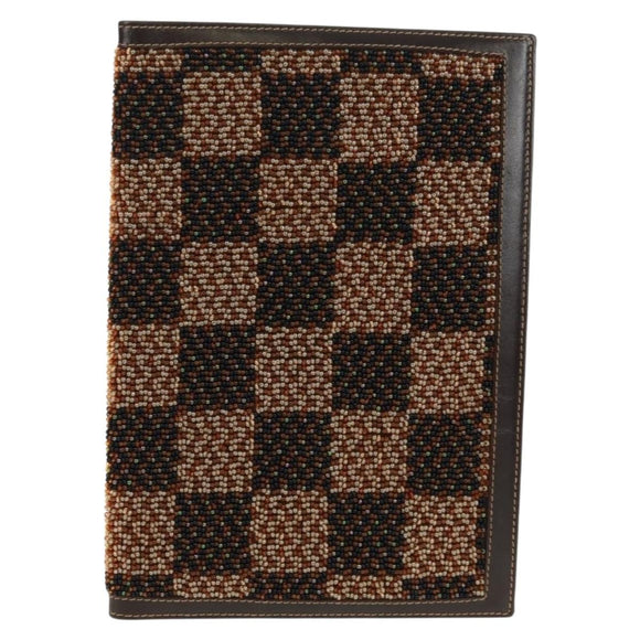 FENDI Beads Day Planner Cover Leather Brown Auth 165609V