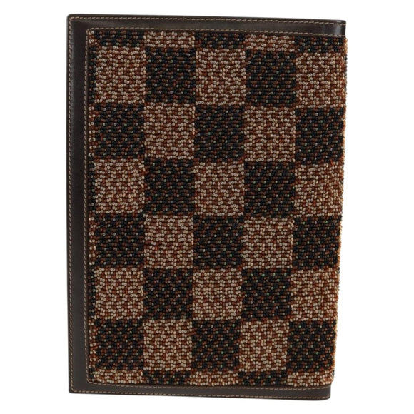 FENDI Beads Day Planner Cover Leather Brown Auth 165609V
