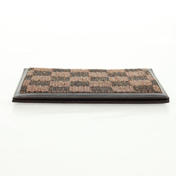 FENDI Beads Day Planner Cover Leather Brown Auth 165609V