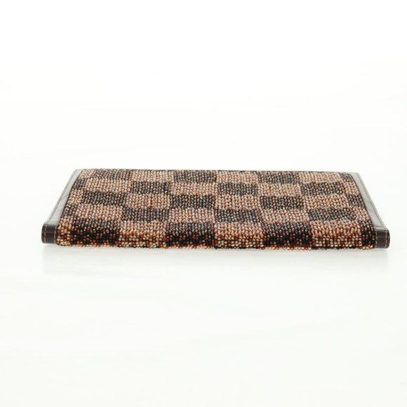 FENDI Beads Day Planner Cover Leather Brown Auth 165609V