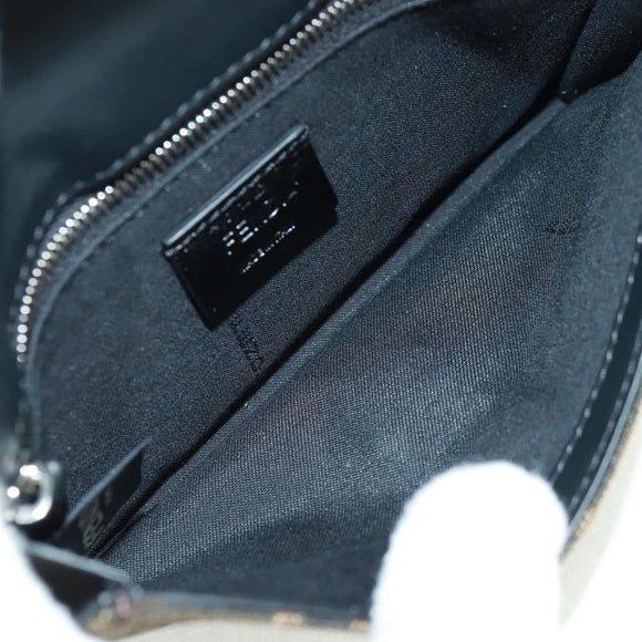 FENDI Zucca Canvas Shoulder Bag Black Brown Auth 165610SAM