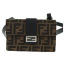 FENDI Zucca Canvas Shoulder Bag Black Brown Auth 165610SAM-3