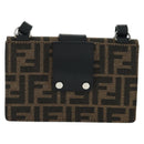 FENDI Zucca Canvas Shoulder Bag Black Brown Auth 165610SAM-4